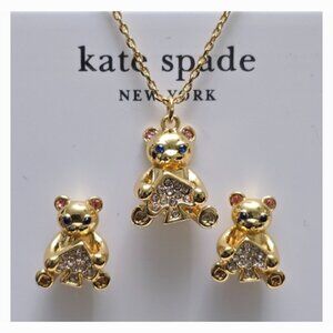 KATE SPADE OH WHAT FUN TEDDY BEAR NECKLACE & EARRING SET